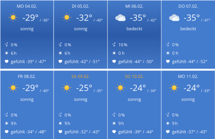 Sibirischer Winter und der Grund unserer Flucht